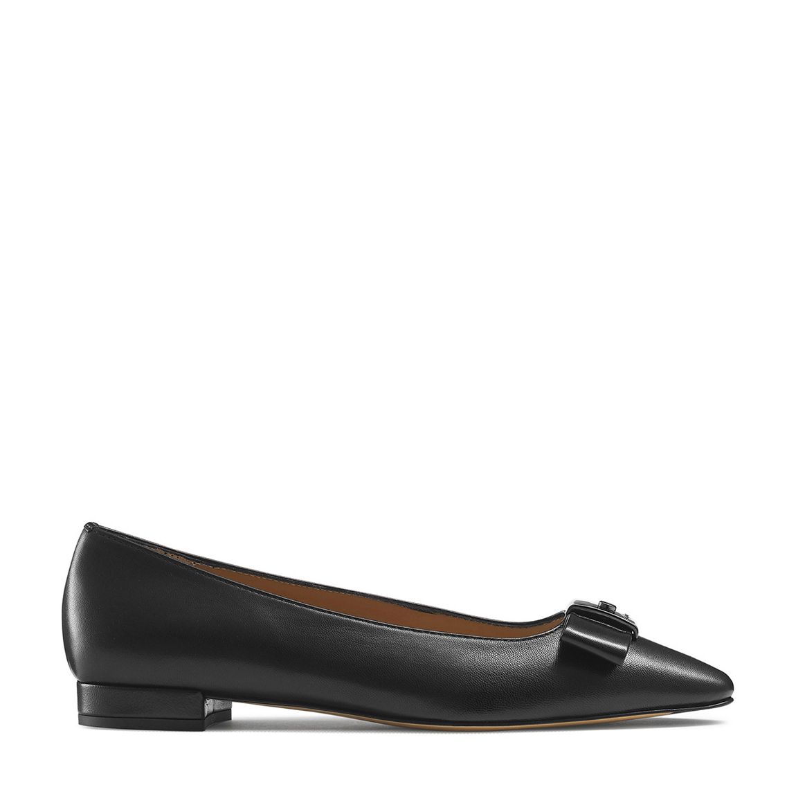 Black Leather Impact Bow Trim Flats main product photo