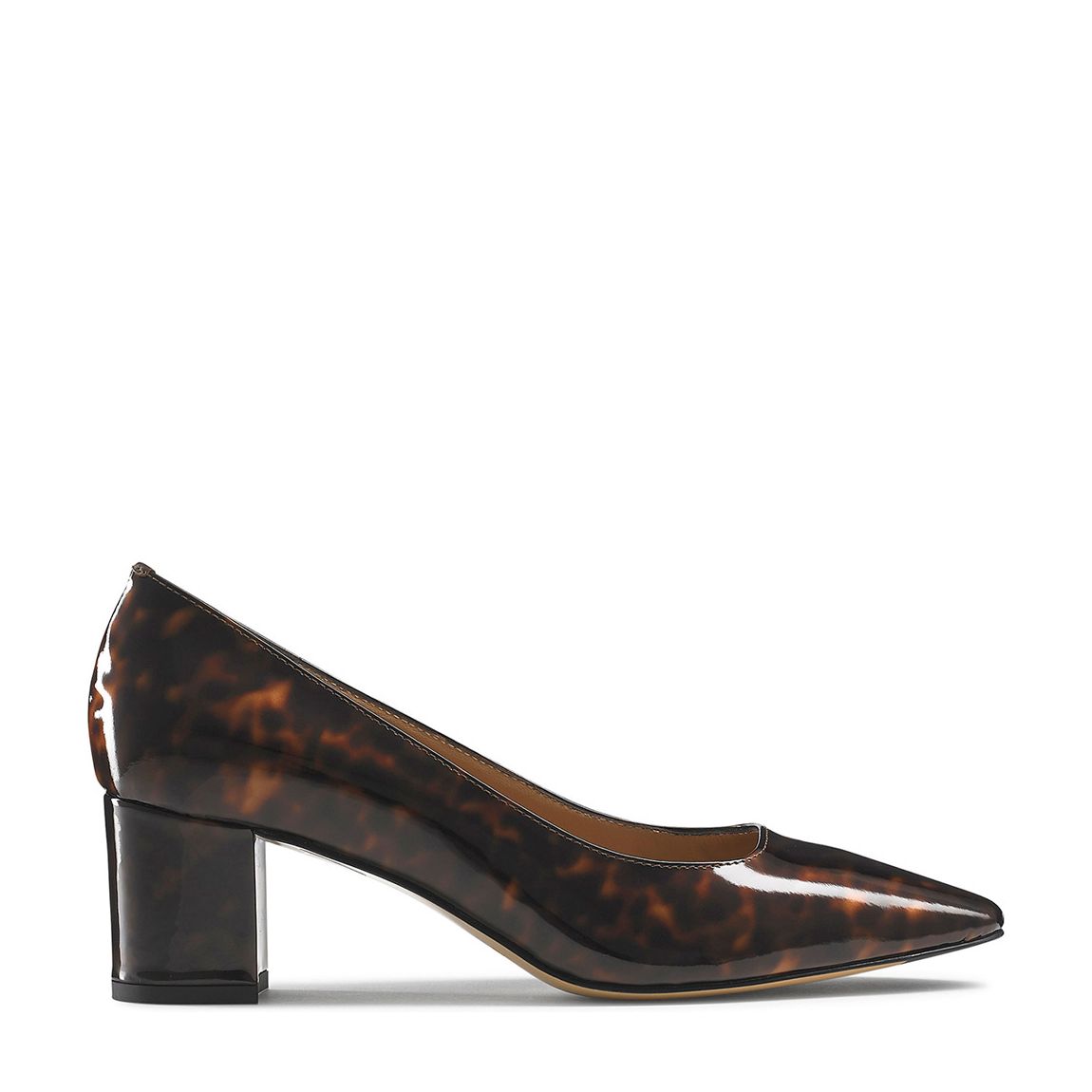 Tortoise Patent Impulsive Block Heel Court Shoes main product photo