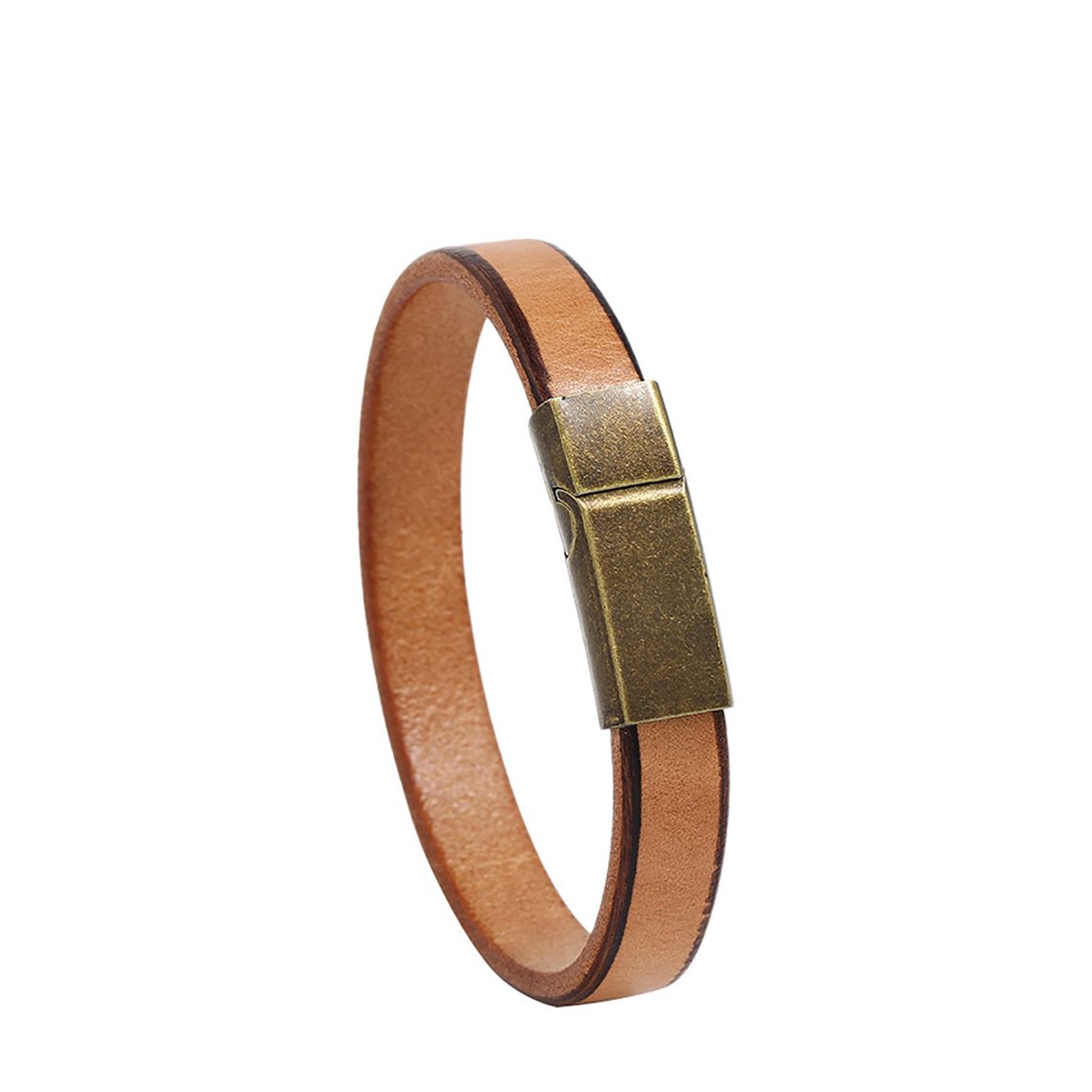 18K Rustic Gold Plated Leather Bracelet main product photo