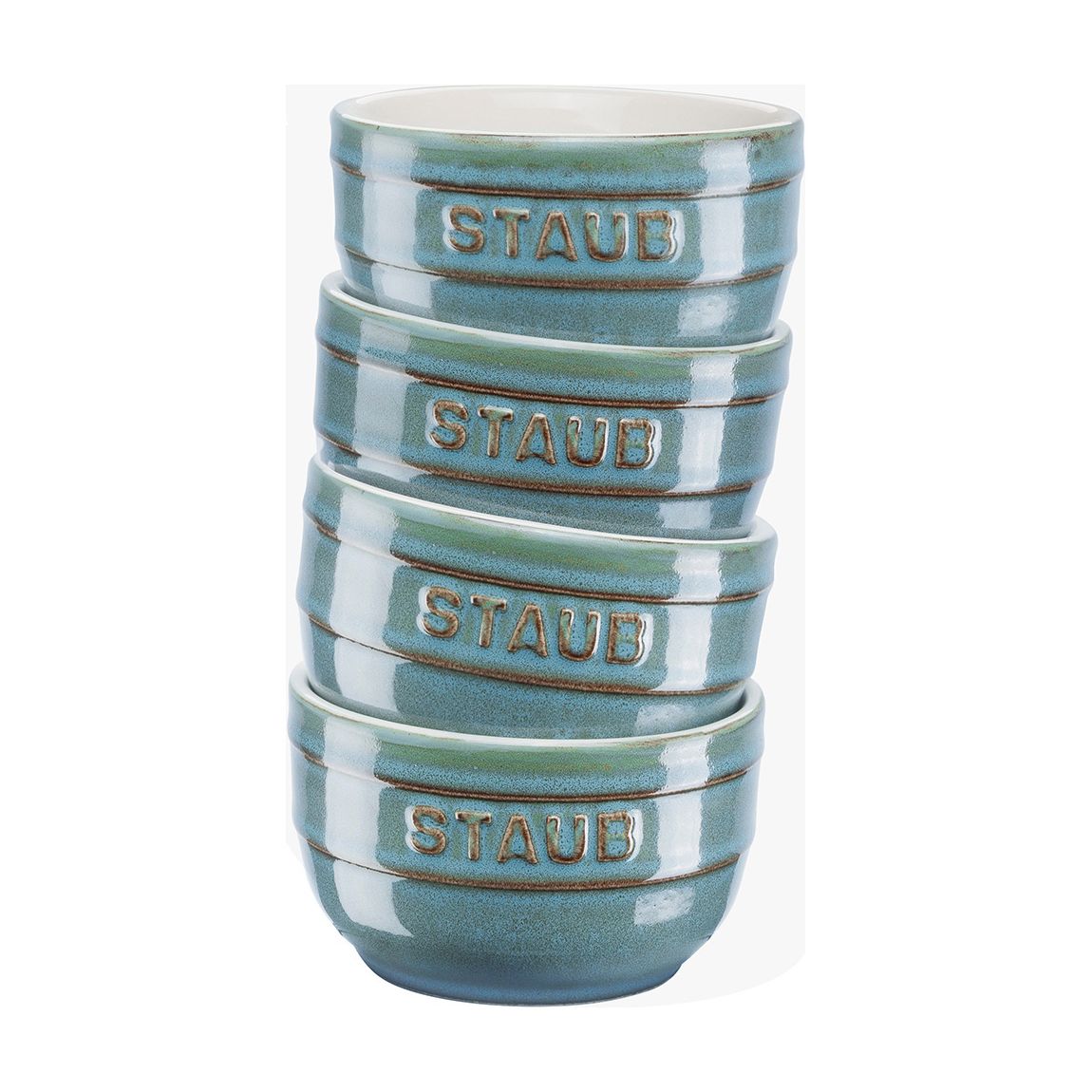 Set of 4 Ancient Turquoise Ceramic Ramekins main product photo