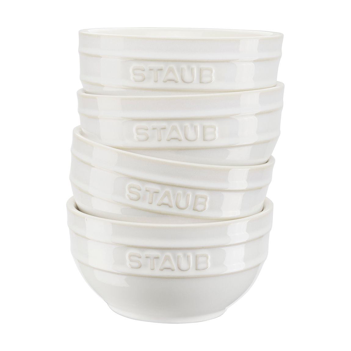 Set of 4 Ivory White Ceramic Bowls, 12cm main product photo