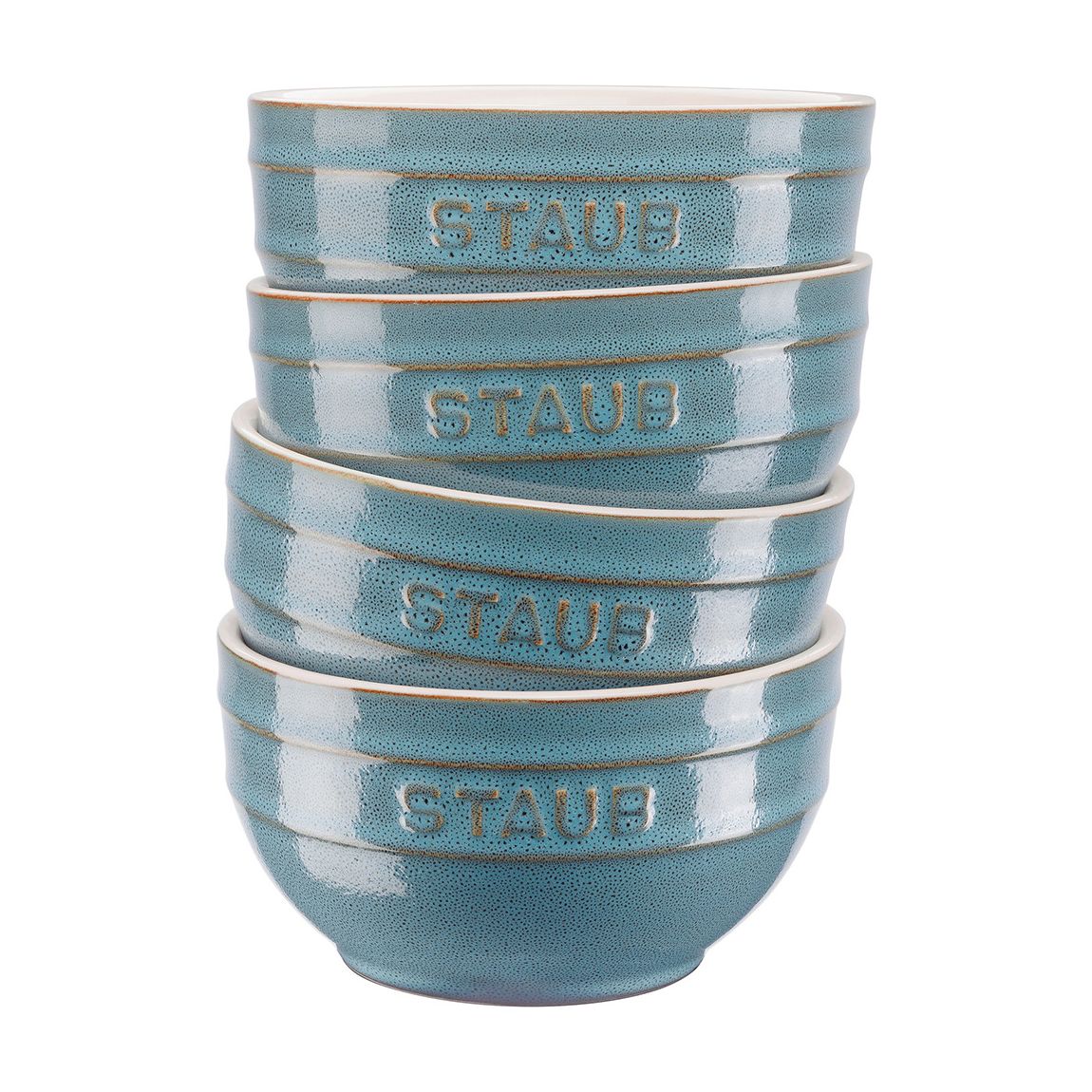 Set of 4 Ancient Turquoise Ceramic Bowls main product photo