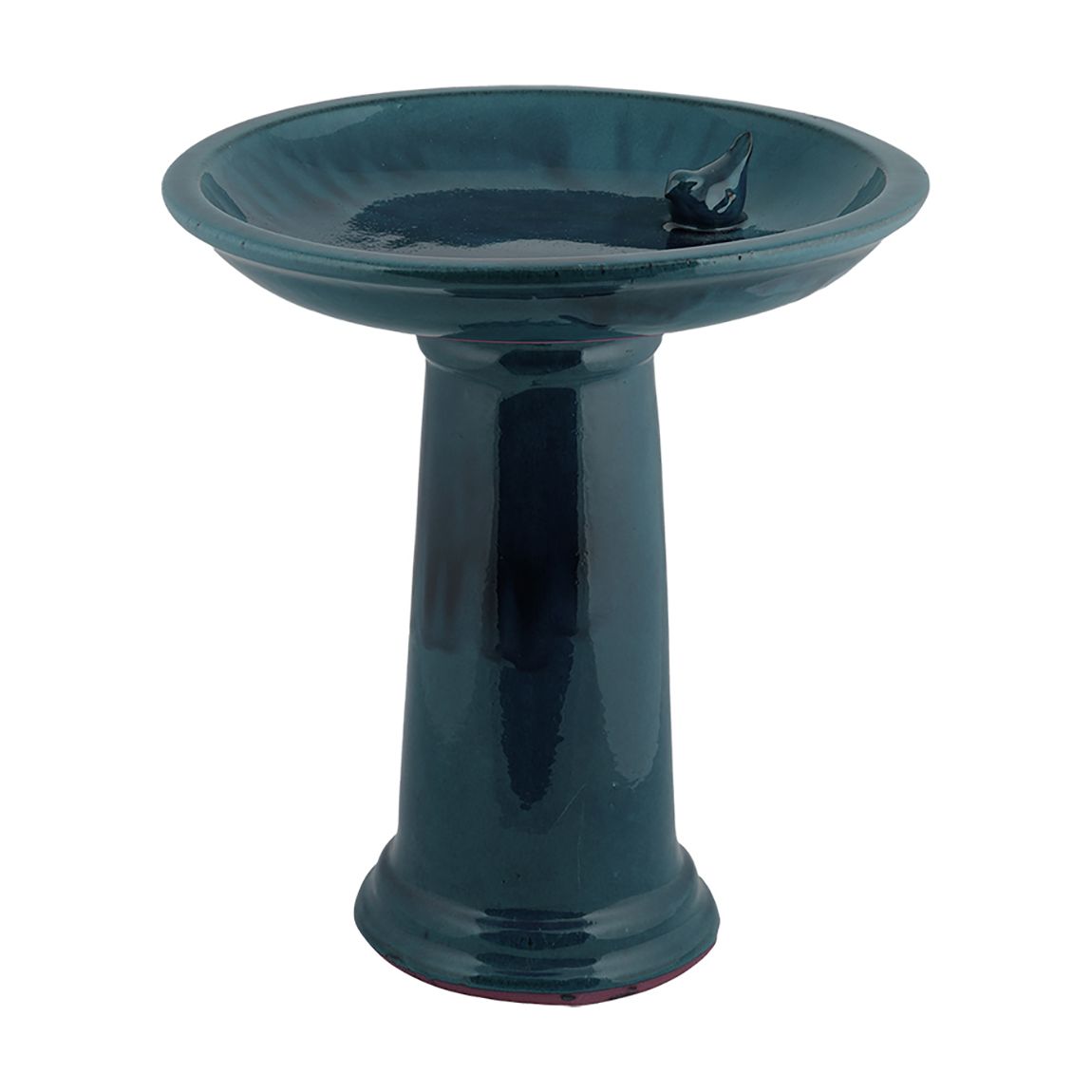Ceramic Bird Bath On Pedestal, Blue main product photo