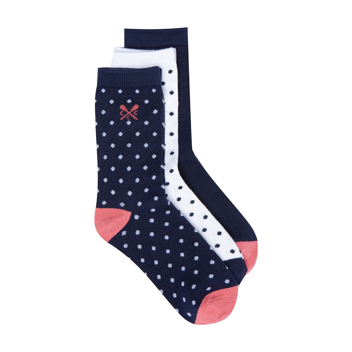 Pink/Navy 3 Pack Polka Dot Socks main product photo