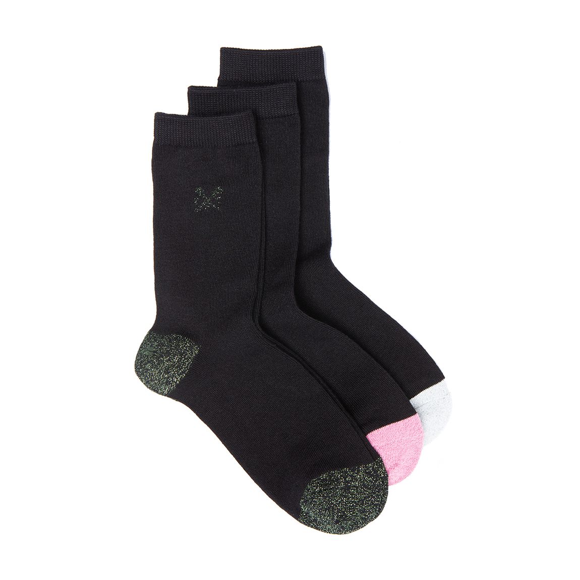 Black/Multi 3 Pack Glitter Heel Socks main product photo