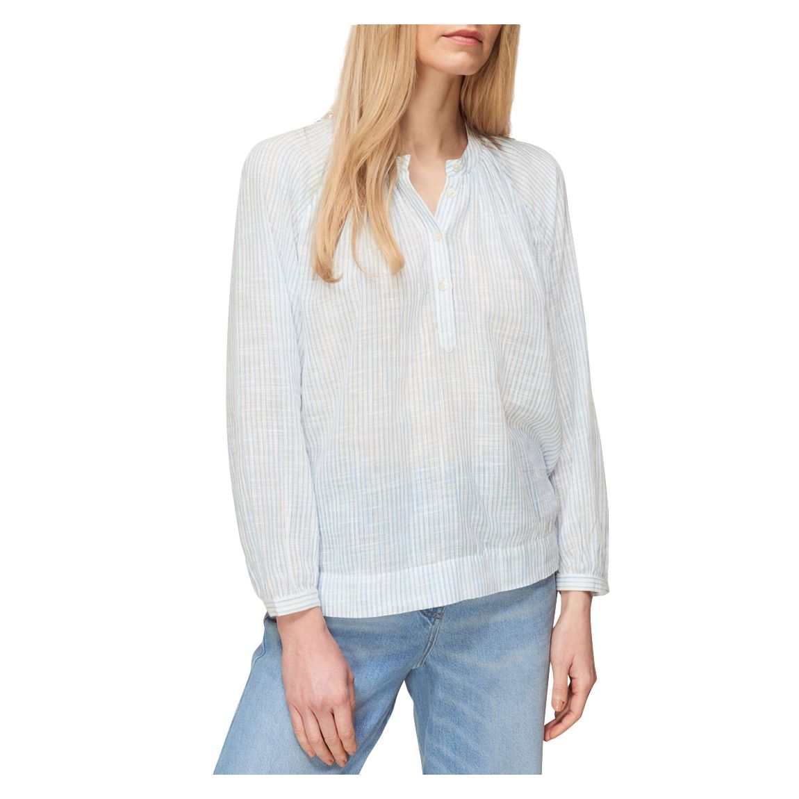 Blue Stripe Cotton Voile Blouse main product photo