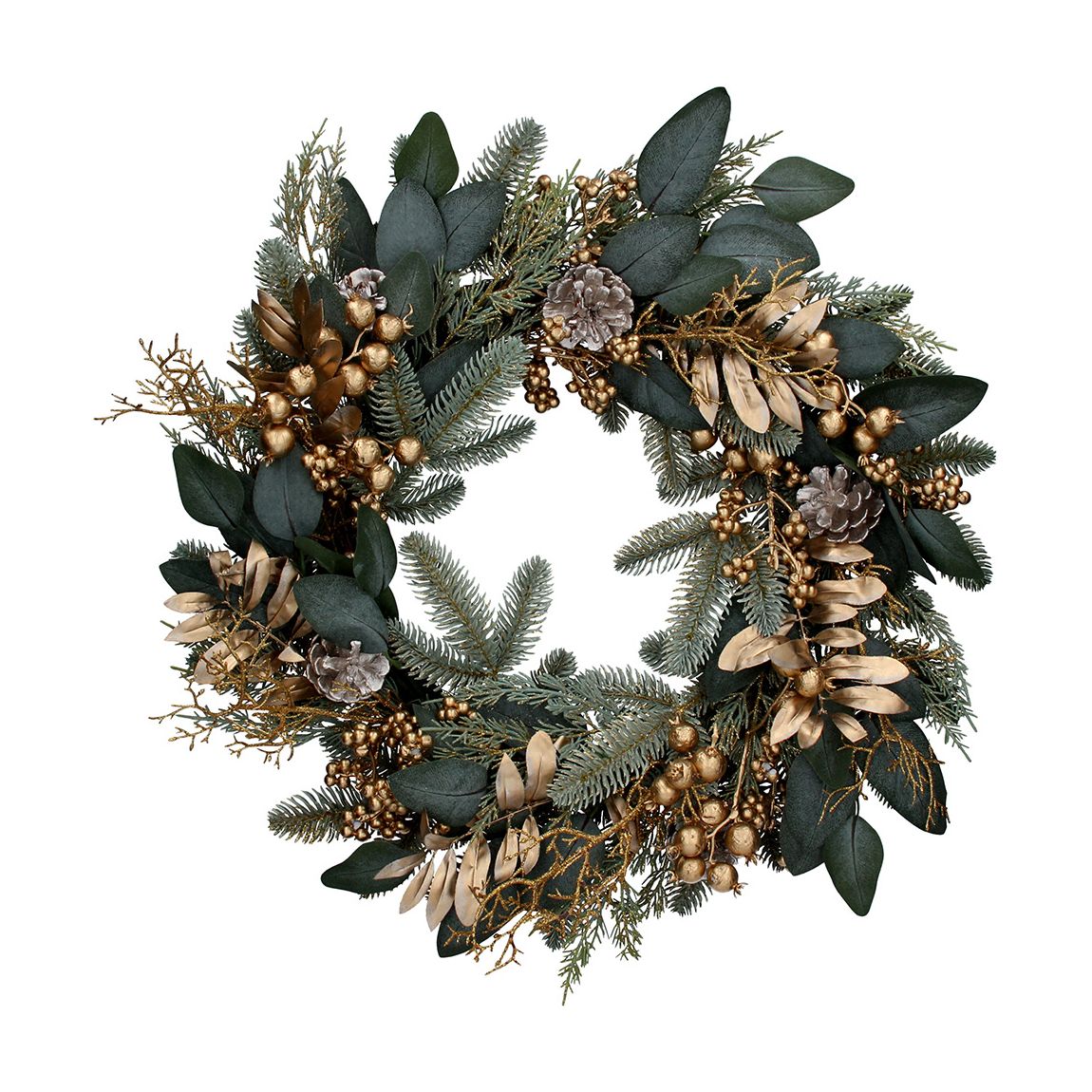 Leaf Gold/Green Berry Wreath 60cm main product photo