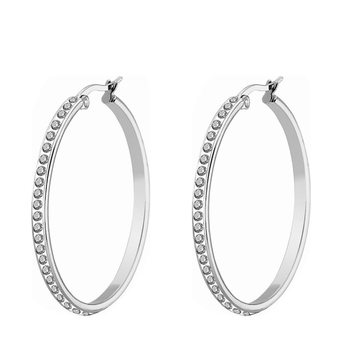 Silver Plated Classic CZ Hoop Earrings main product photo