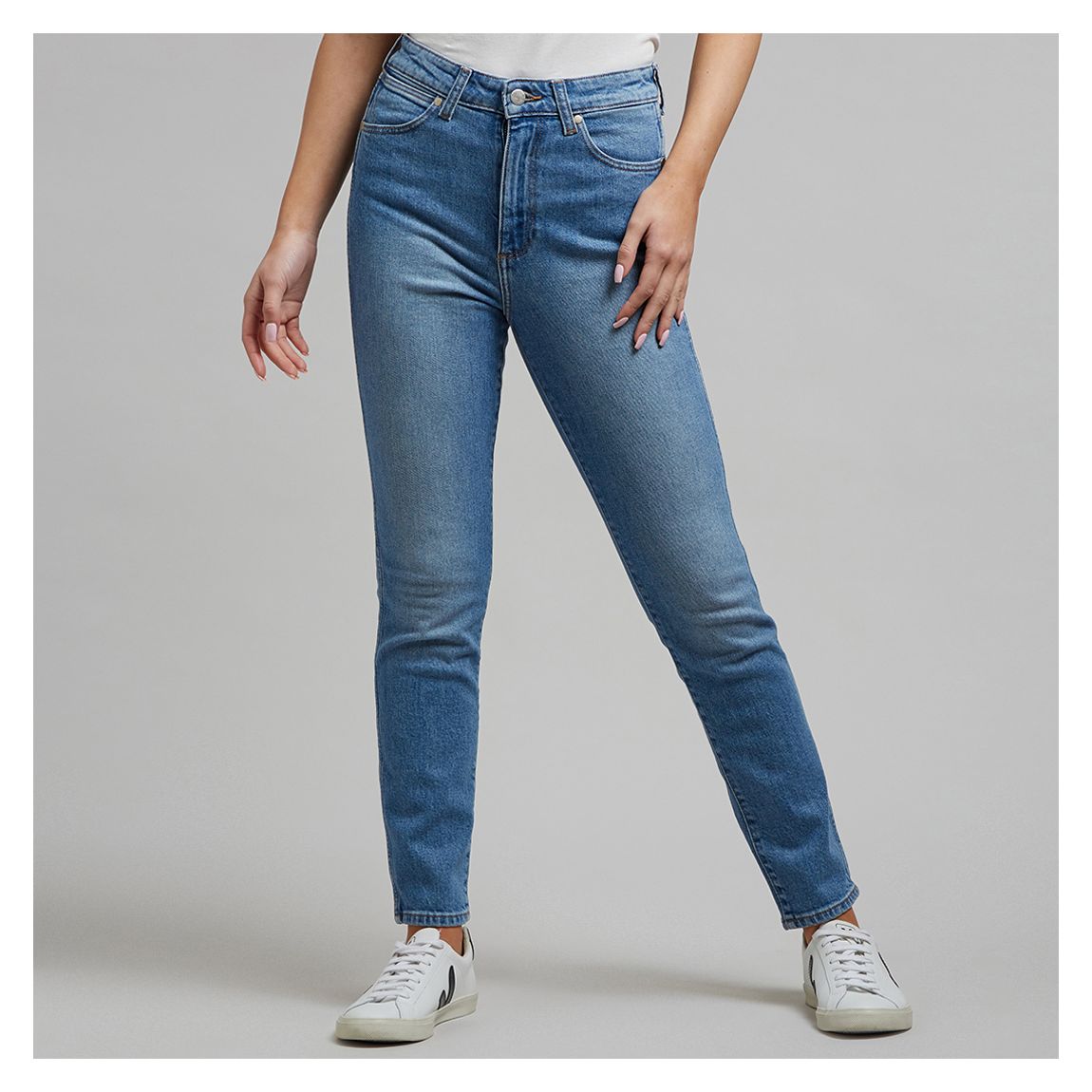 Light Blue Wash Retro Skinny Stretch Jeans main product photo