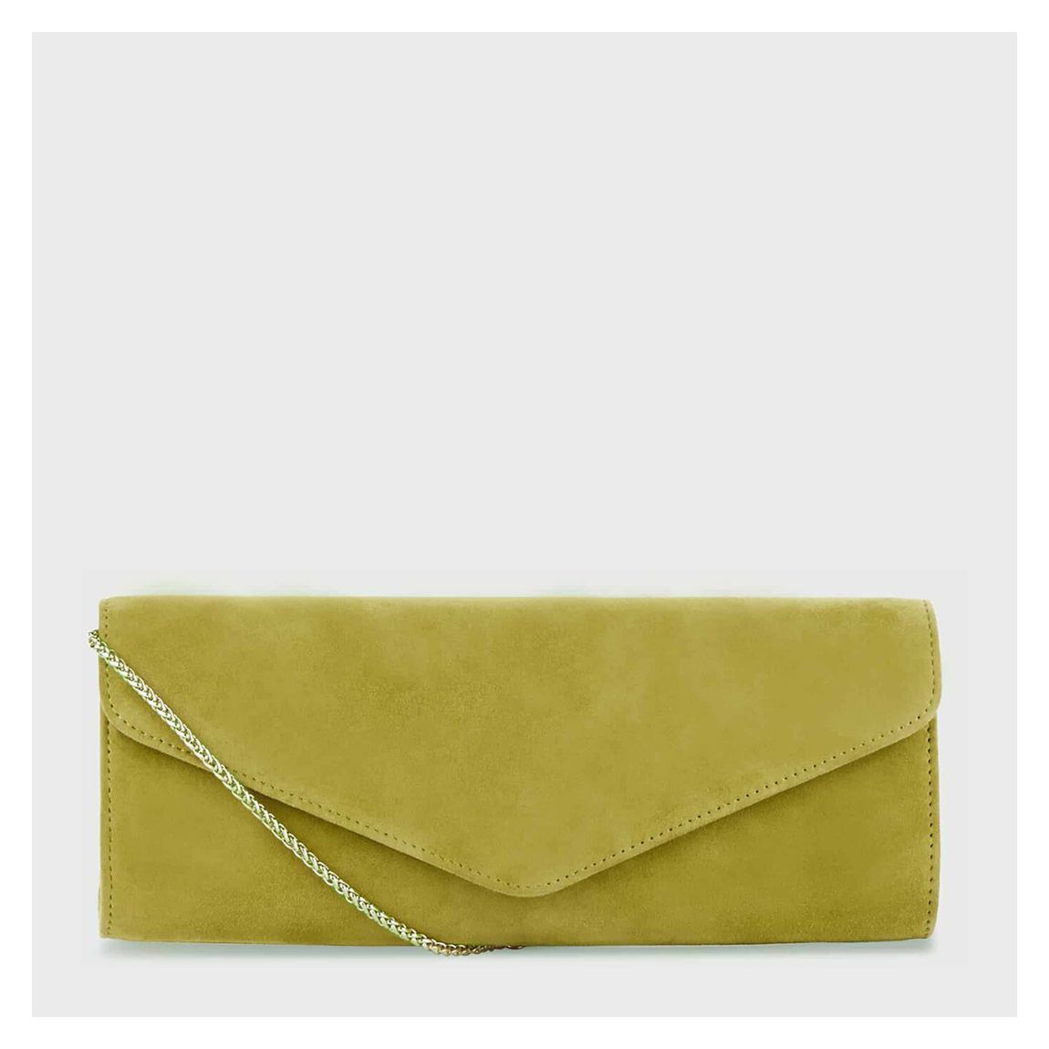 Green Evie Suede Clutch Bag main product photo
