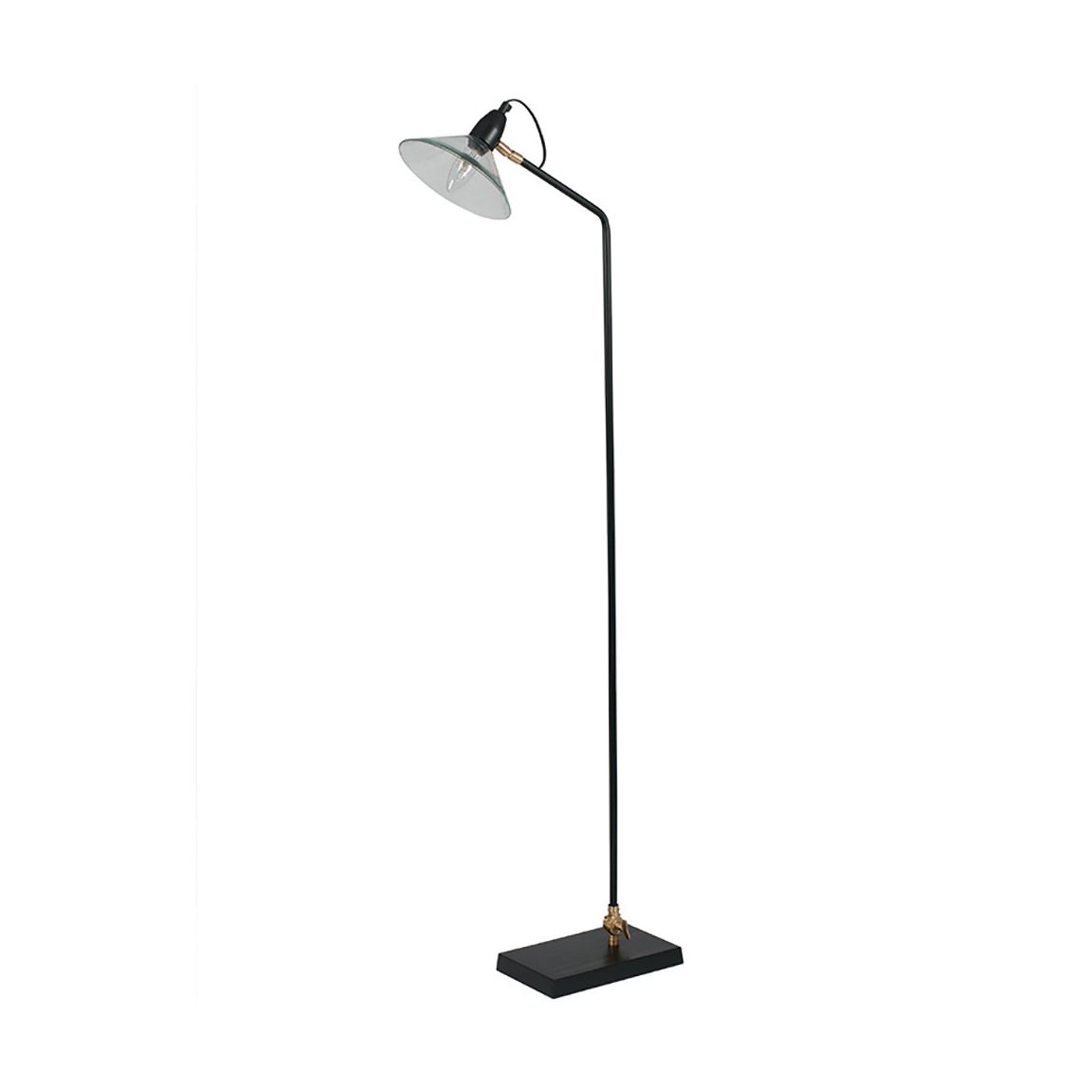 Canton Glass, Black Metal and Brass Task Floor Lamp main product photo