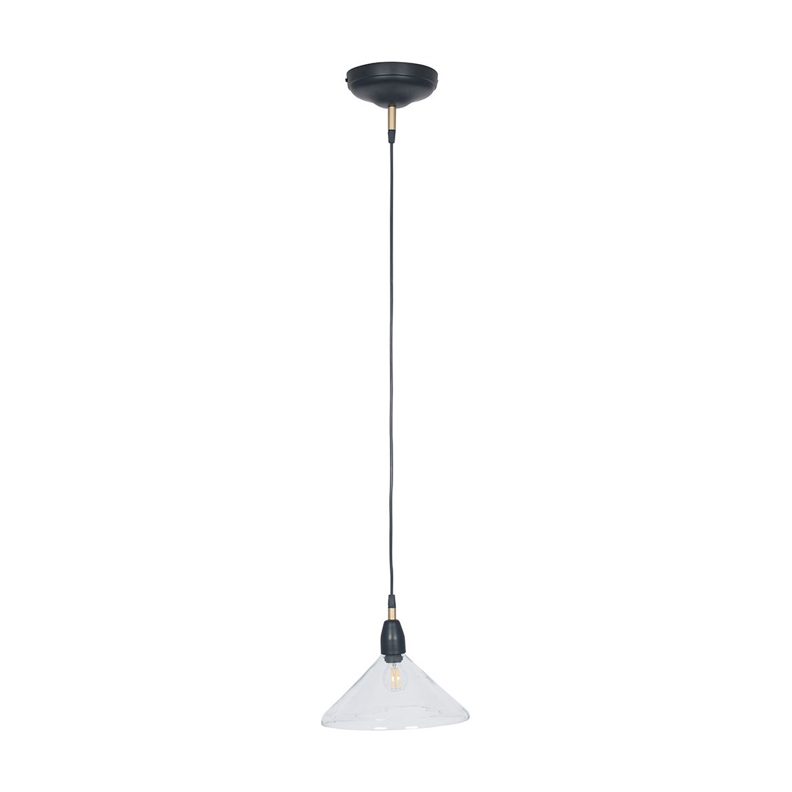 Canton Matt Black and Clear Glass Cone Pendant main product photo