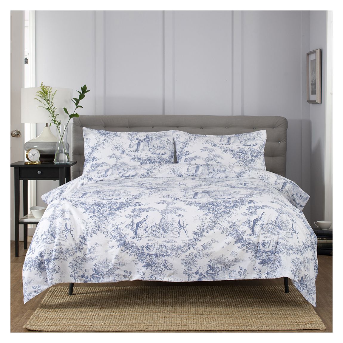 Toile De Jouy Double Duvet Cover, Blue main product photo