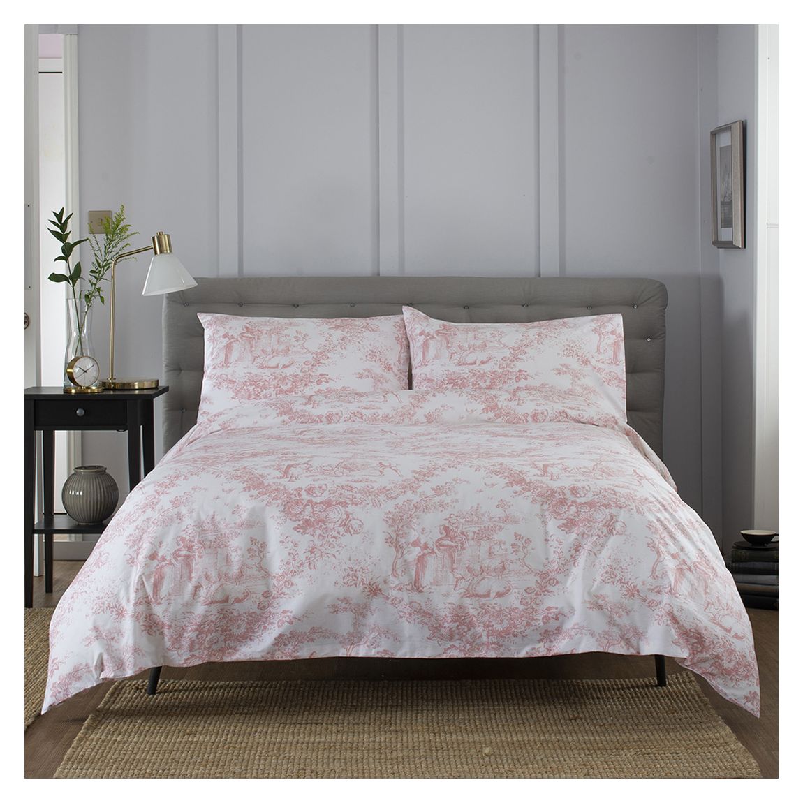 Toile De Jouy King Duvet Cover, Pink main product photo