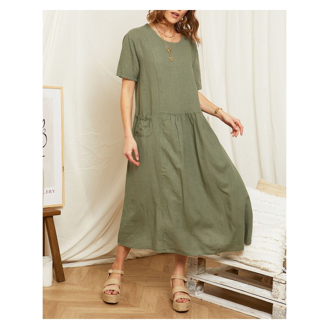 Green Linen Dress main product photo