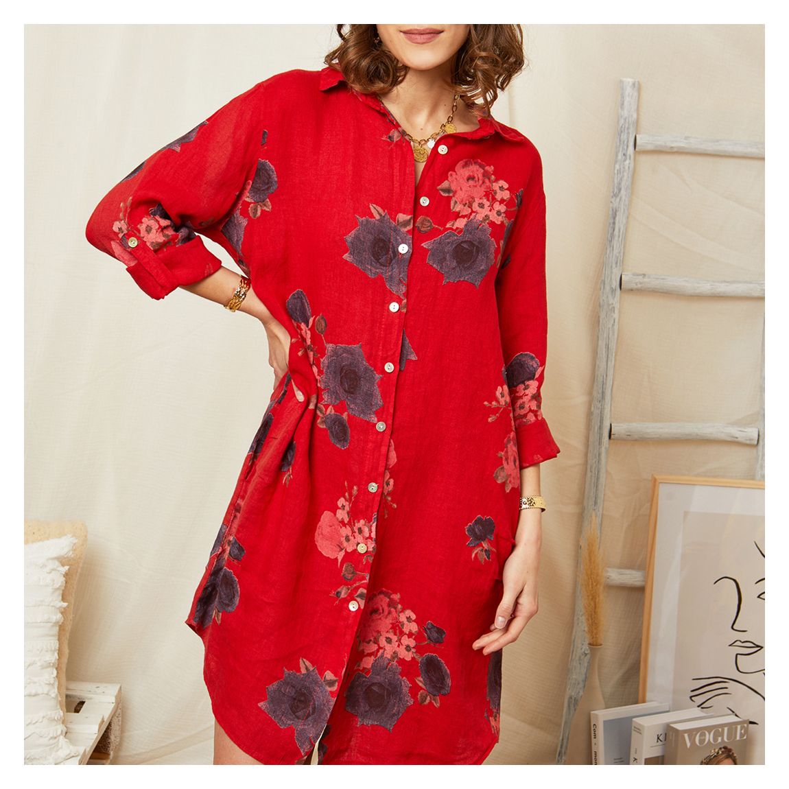 Red Printed Dress main product photo