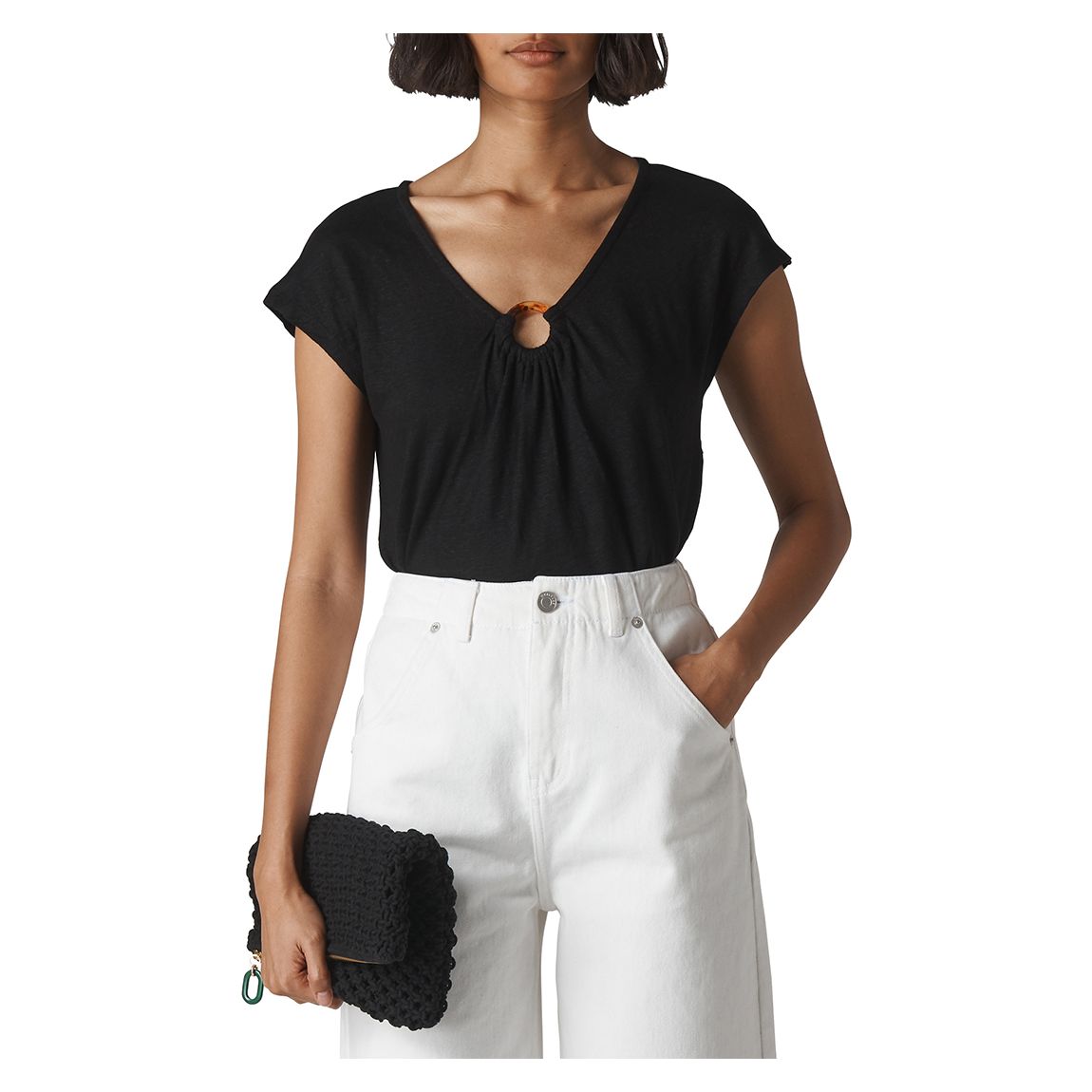 Black Tort Ring Linen Top main product photo