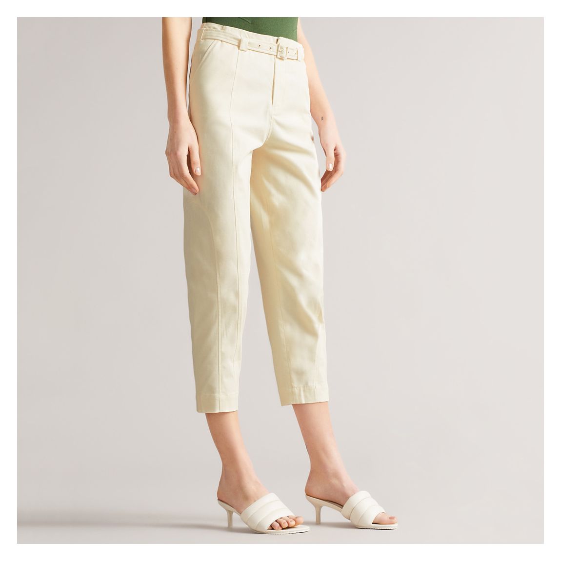 White Nysse Panelled Cotton Stretch Trousers main product photo