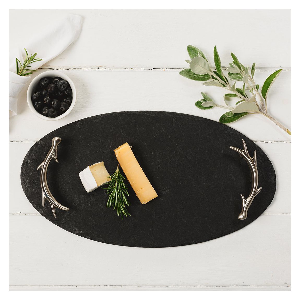 Oval Serving Tray with Antler Handles main product photo