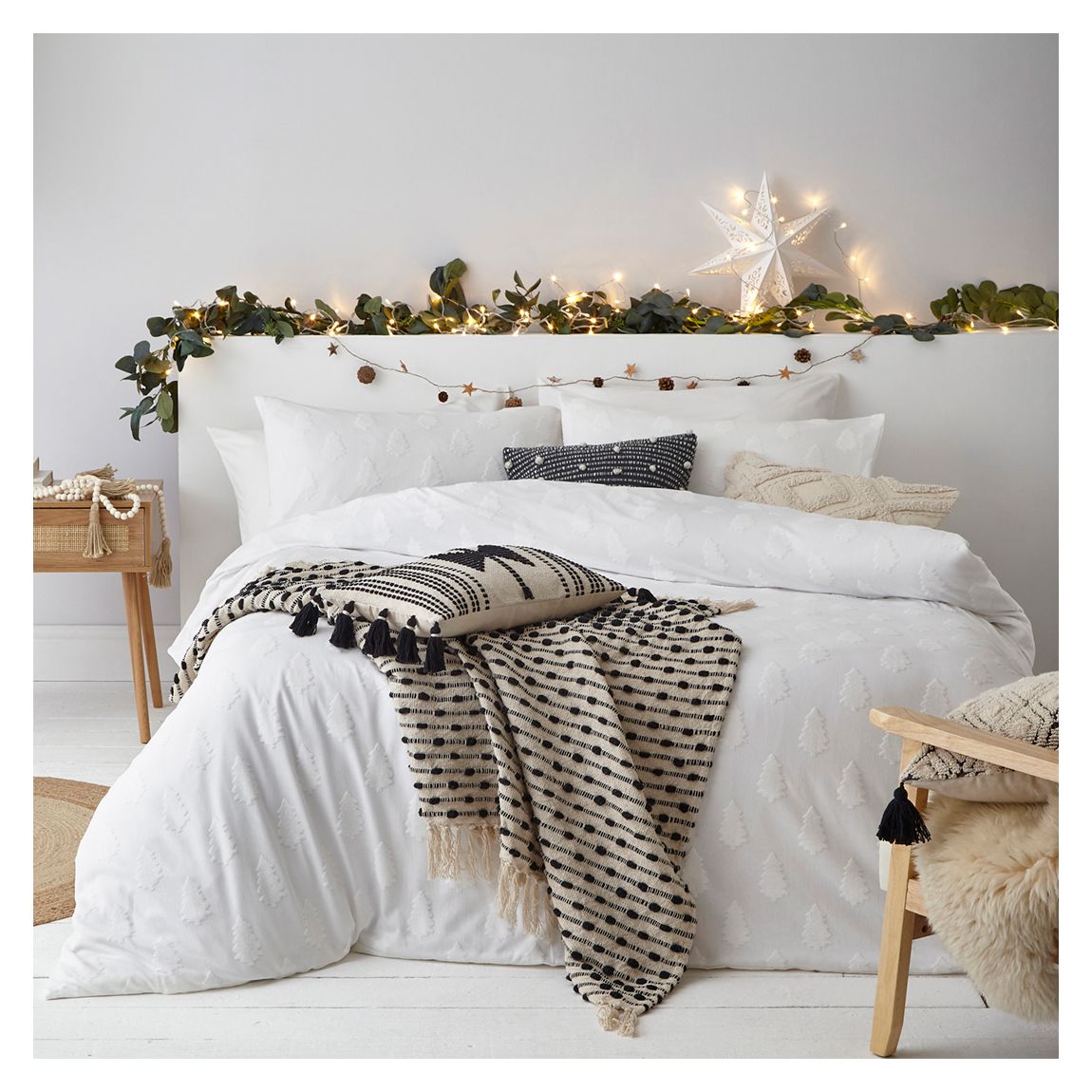 Tufted Tree King Duvet Cover Set, Snow main product photo