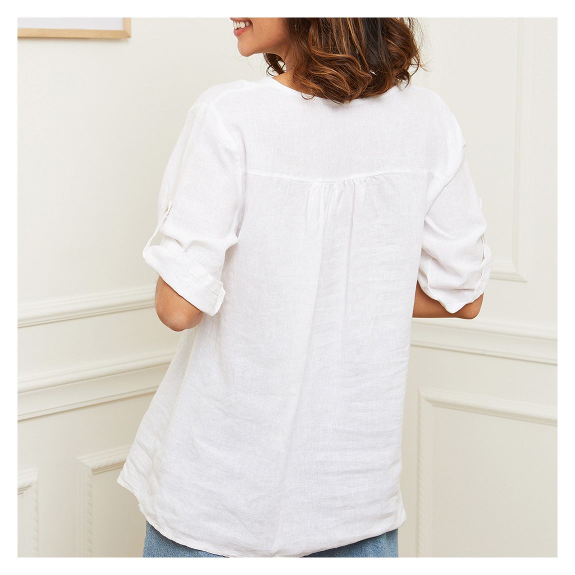 White Linen Tunique Blouse main product photo
