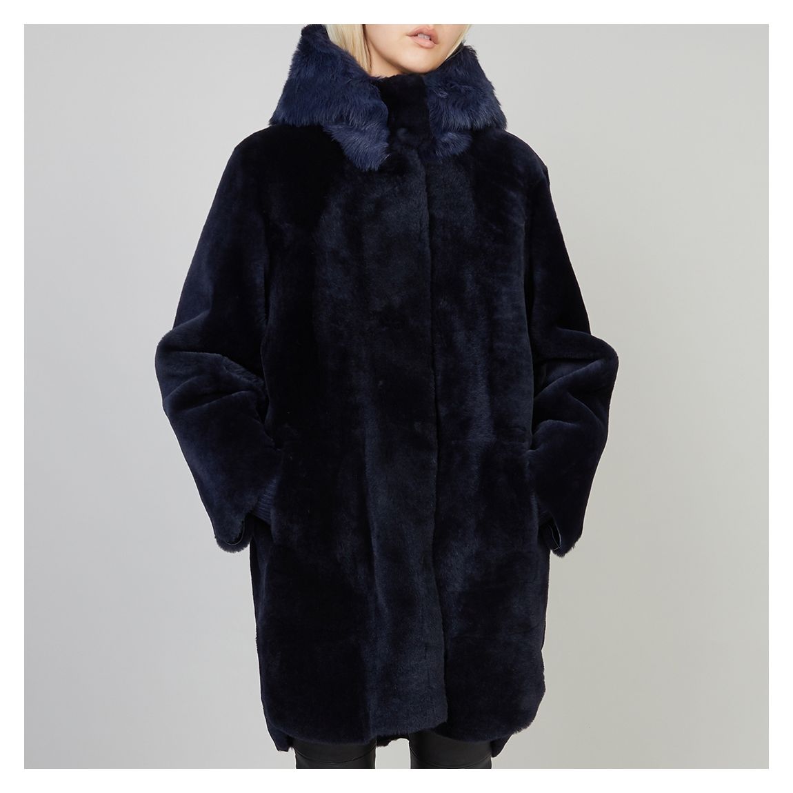 Navy Shearling Reversible Button Parka main product photo