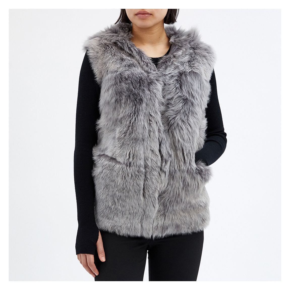 Silver Shearling Reversible Hooded Puffer Gilet main product photo