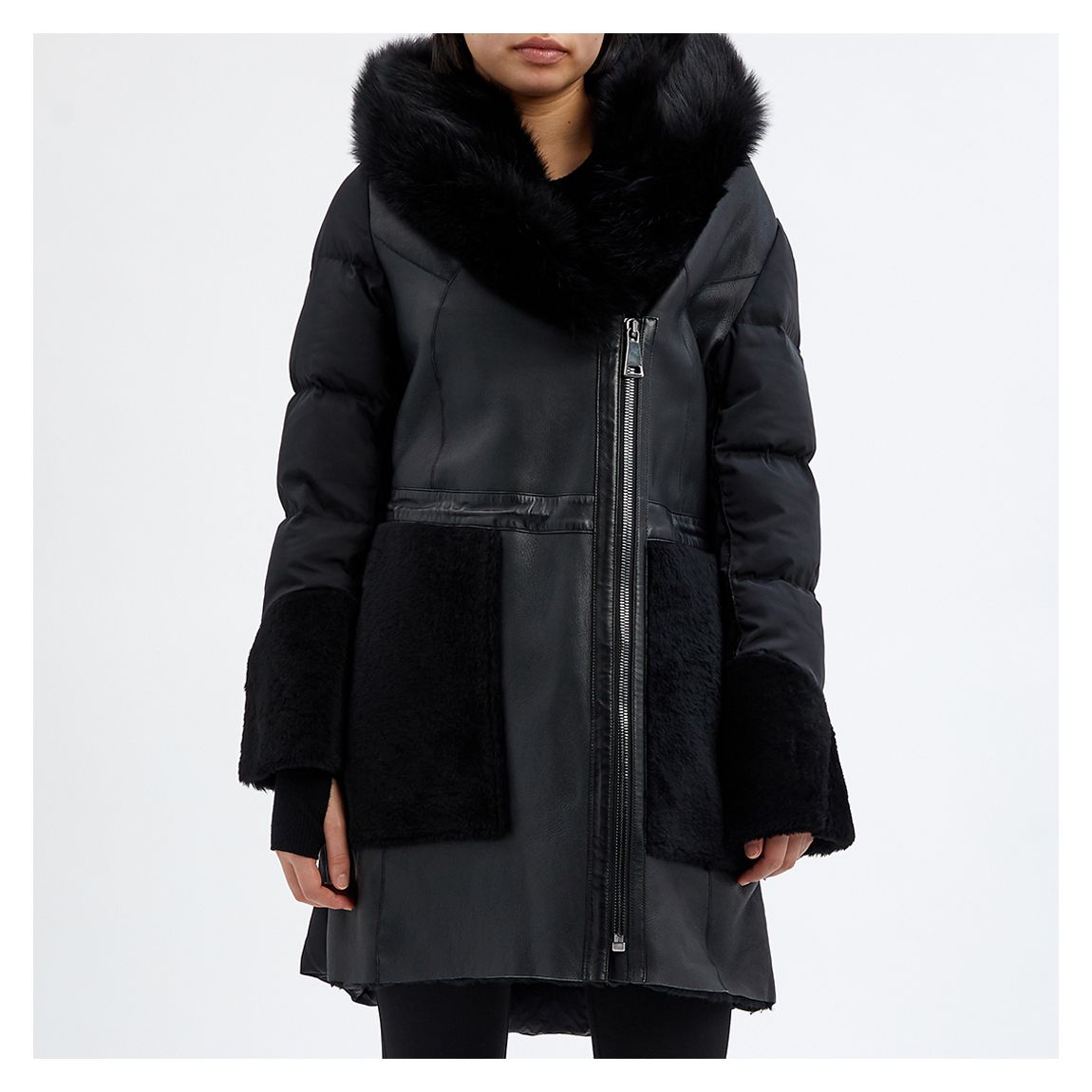 Black Shearling Puffer Coat main product photo