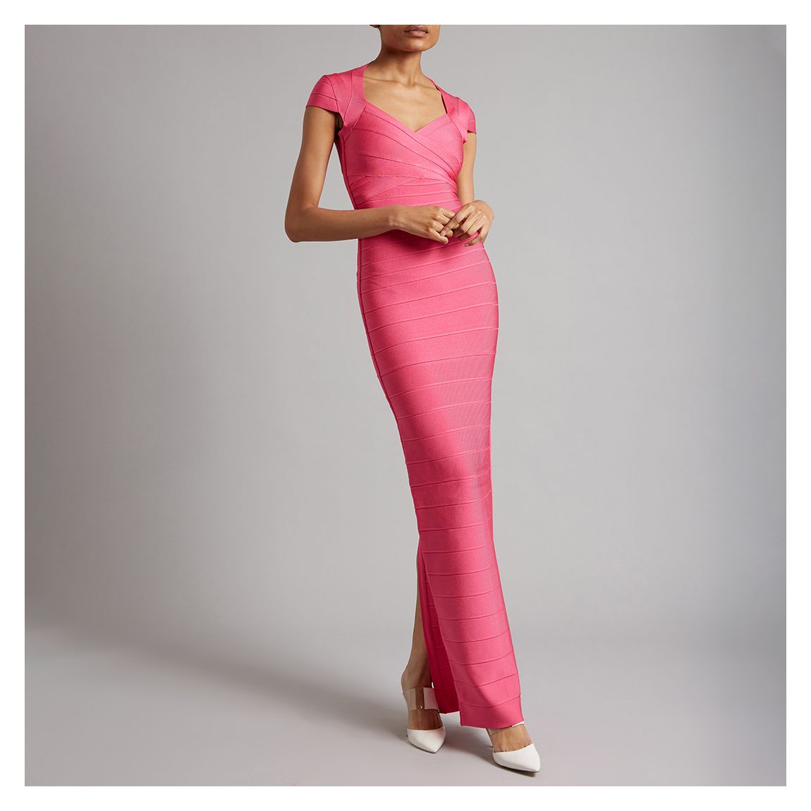 Pink Sweetheart Neck Bandage Dress main product photo