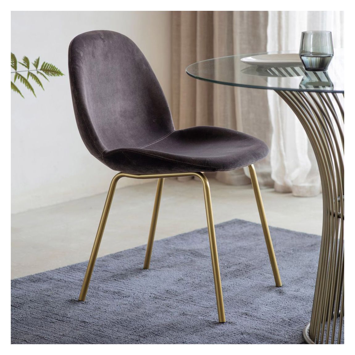 Set of 2 Flores Chairs, Chocolate Brown Velvet main product photo