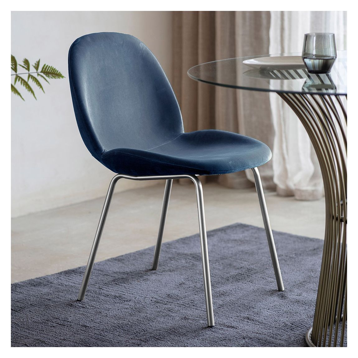 Set of 2 Flores Chairs, Petrol Blue Velvet main product photo
