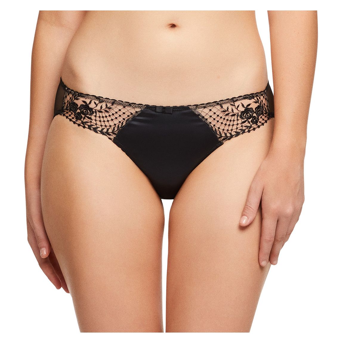 Black Julie Roses Bikini Briefs main product photo