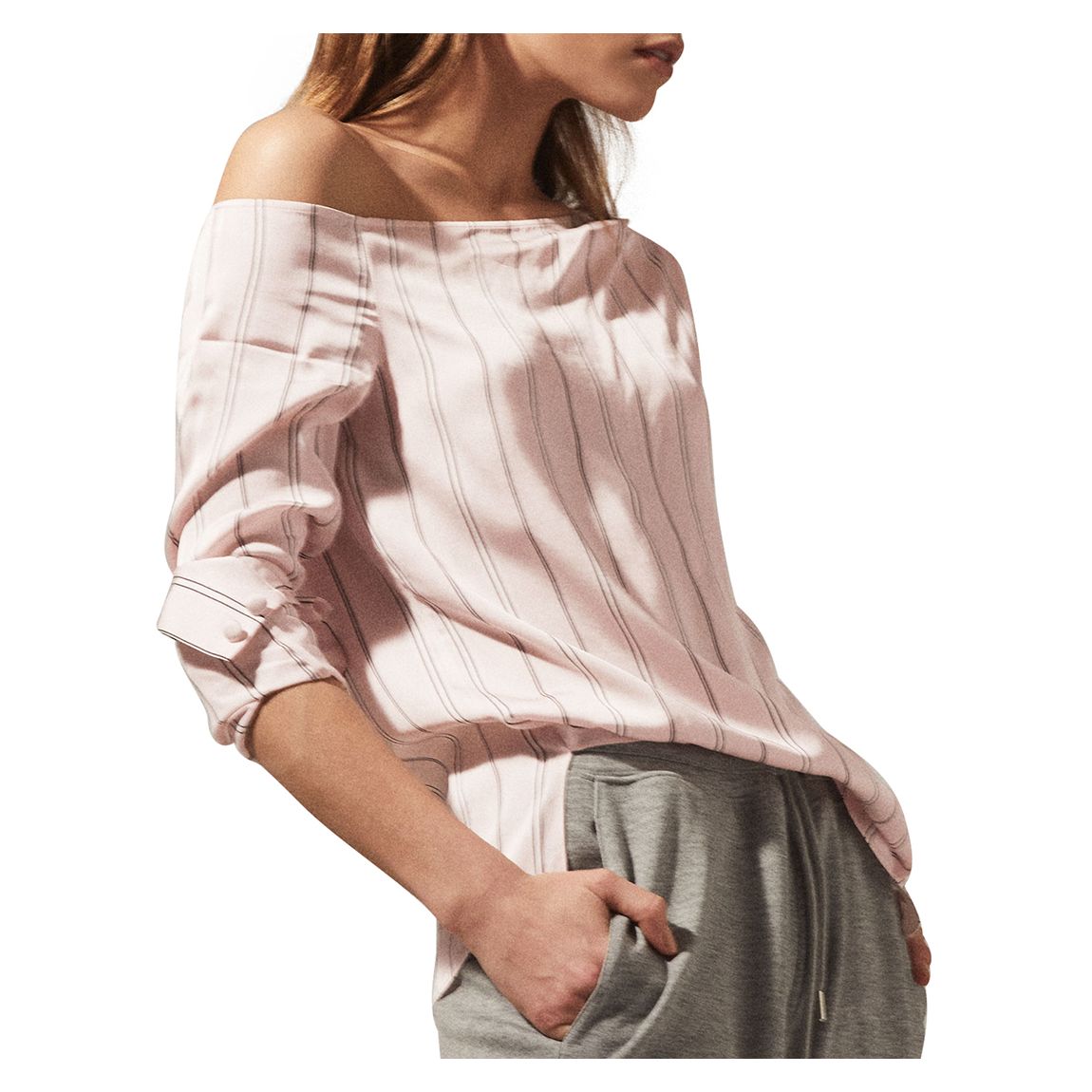 Pink One Shoulder Stripe Top main product photo