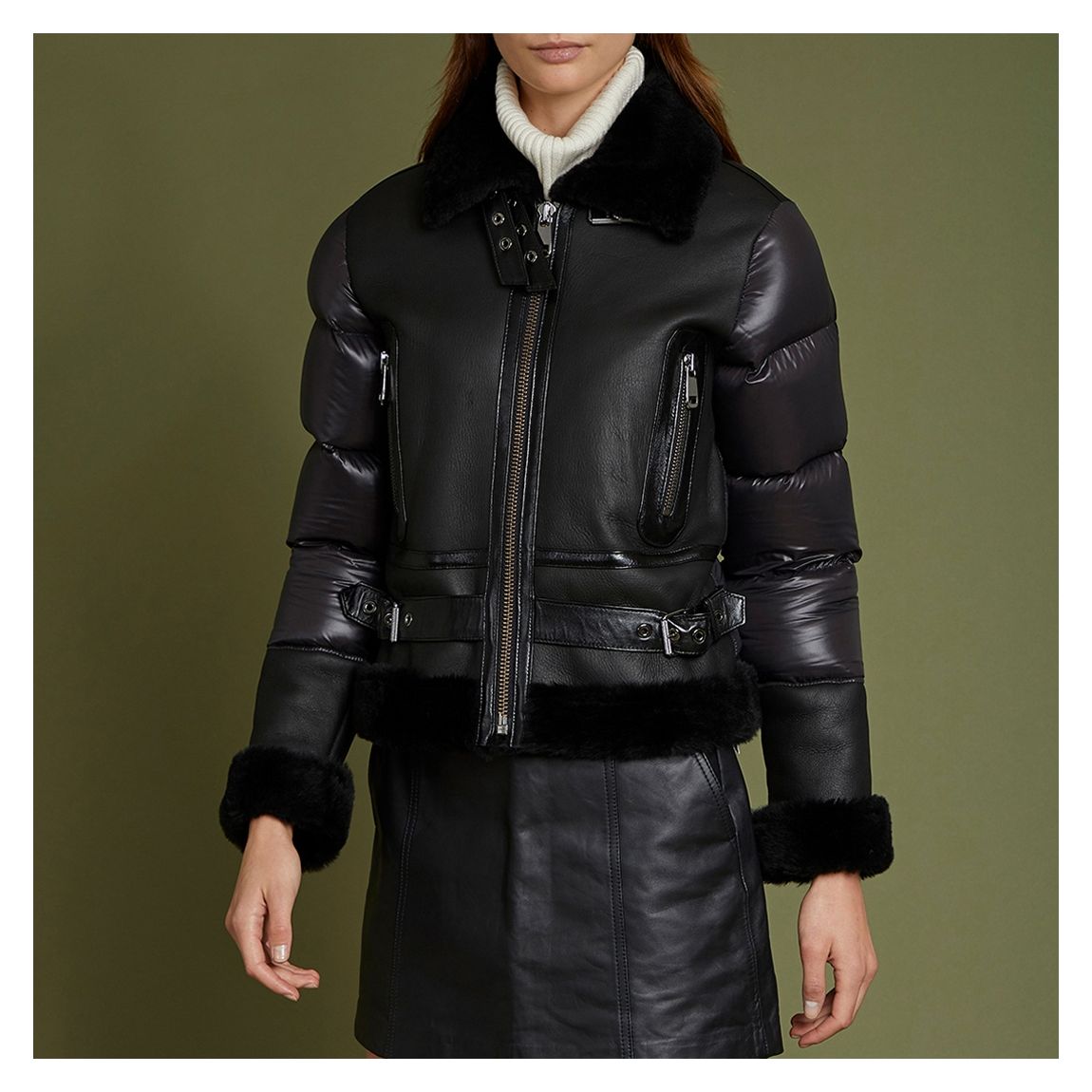 Black Sporty Puffer Jacket main product photo