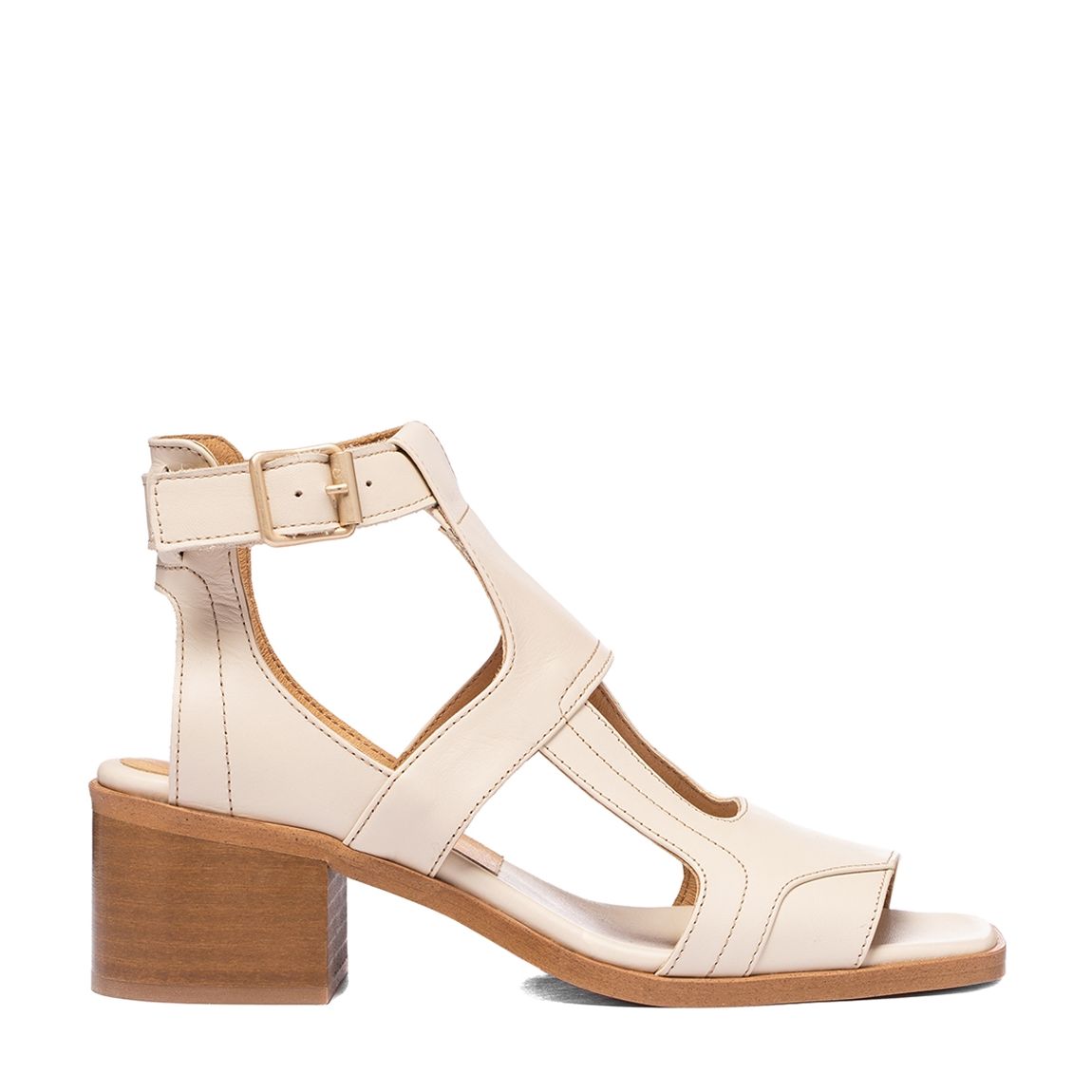Cream Mariana Leather Heeled Sandals main product photo