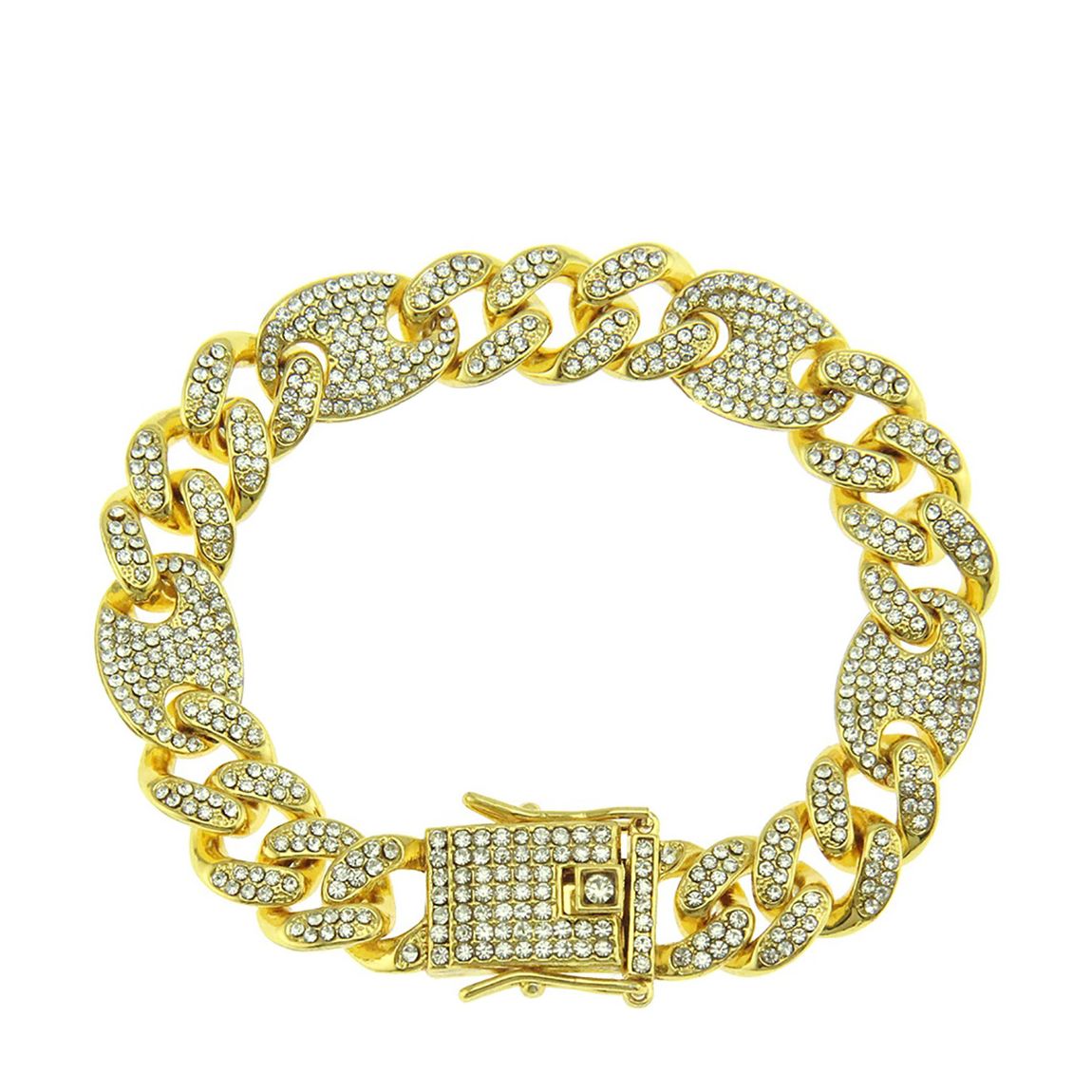 18K Gold Plated Figaro Link CZ Bracelet main product photo
