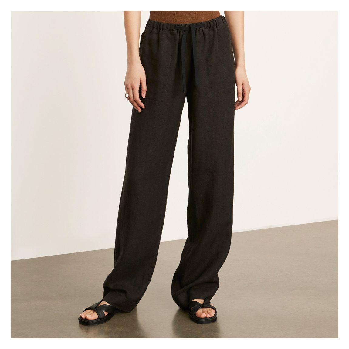 Black Tie Front Pull On Trousers main product photo