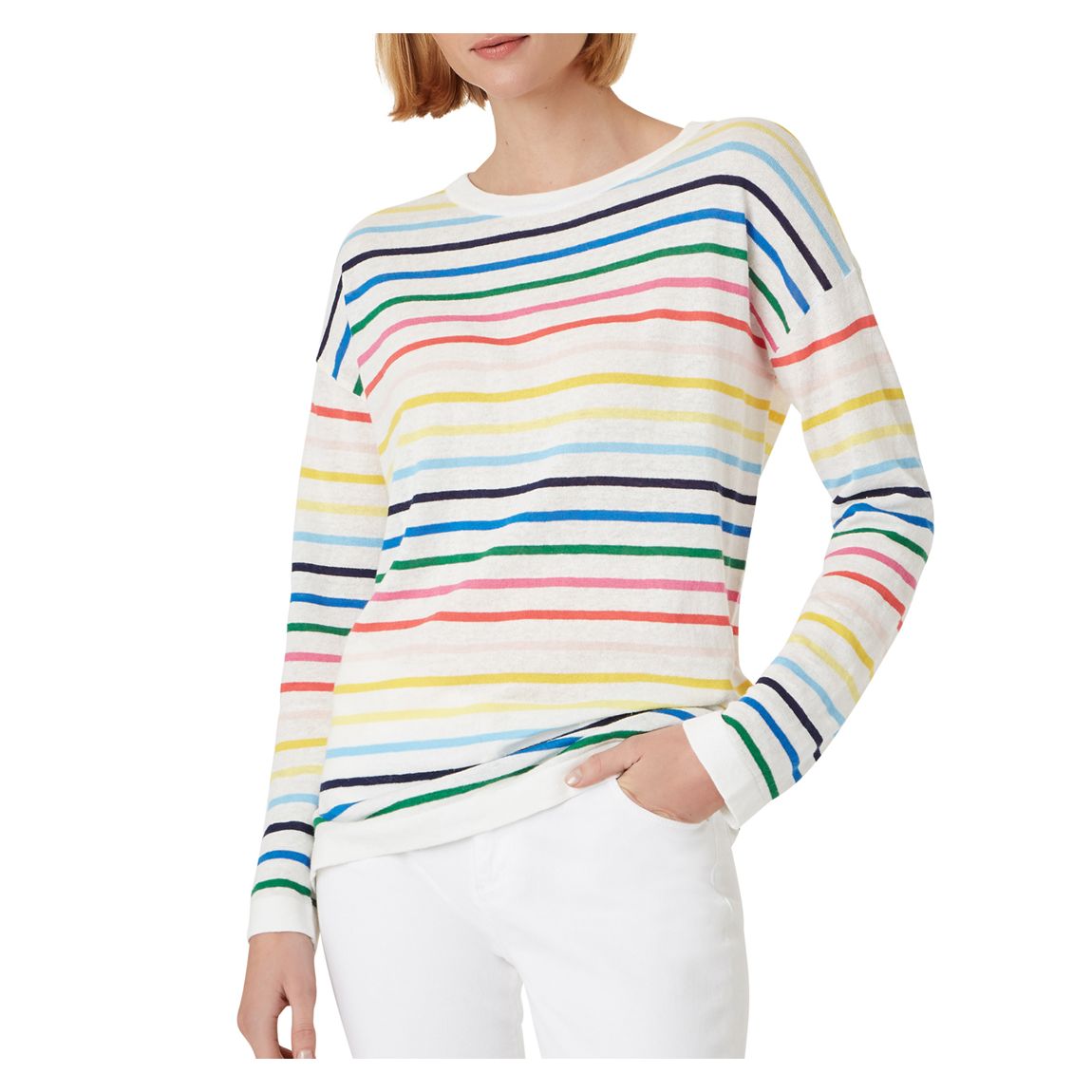 Rainbow Stripe Linen Blend Jumper main product photo
