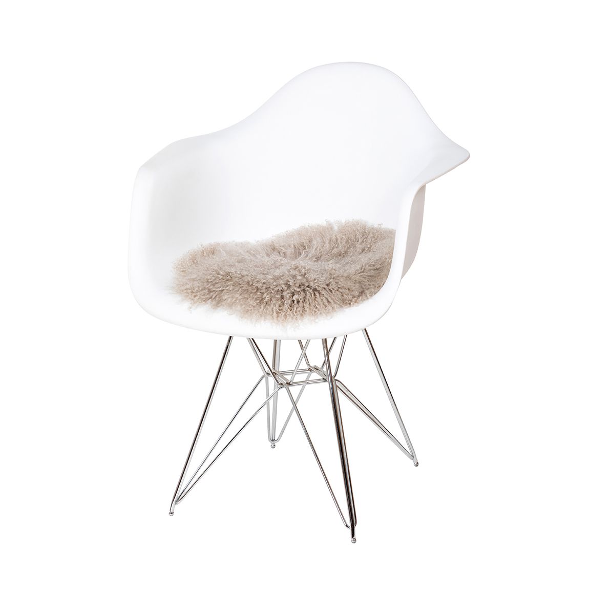Longwool Tibetan Sheepskin Circle 35cm Chair Pad, Birch main product photo