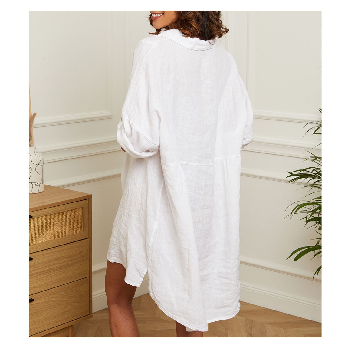 White Oversized Linen Dress main product photo