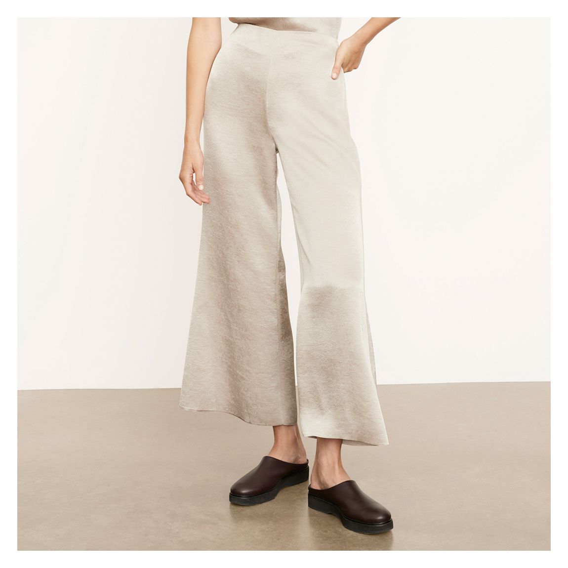 Neutral Satin Wide Flare Pants main product photo