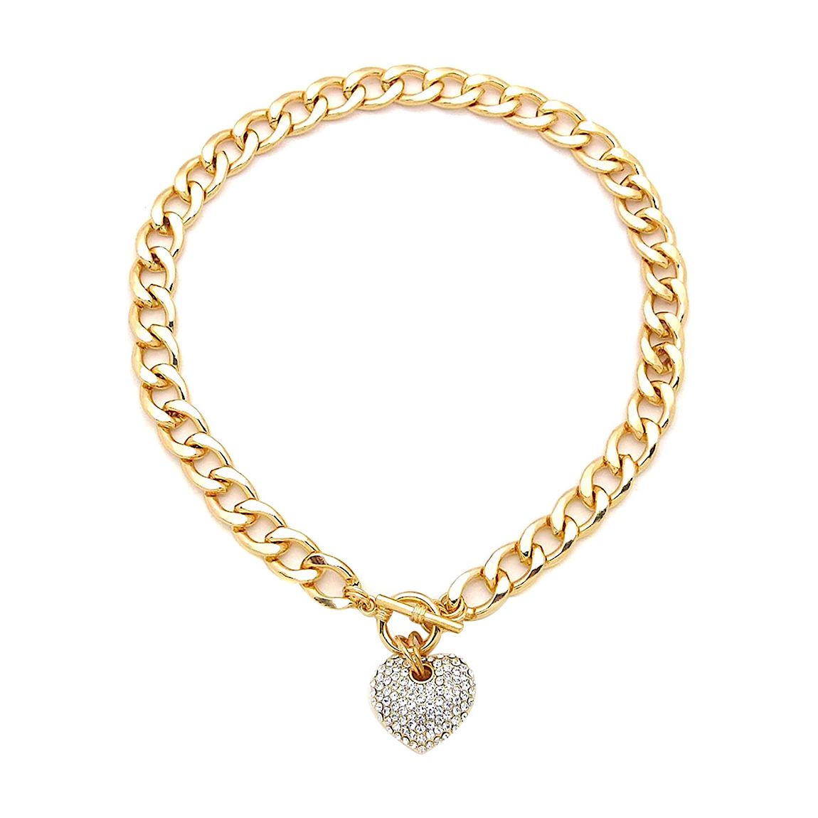 18K Gold Chain Link Heart Charm Necklace main product photo