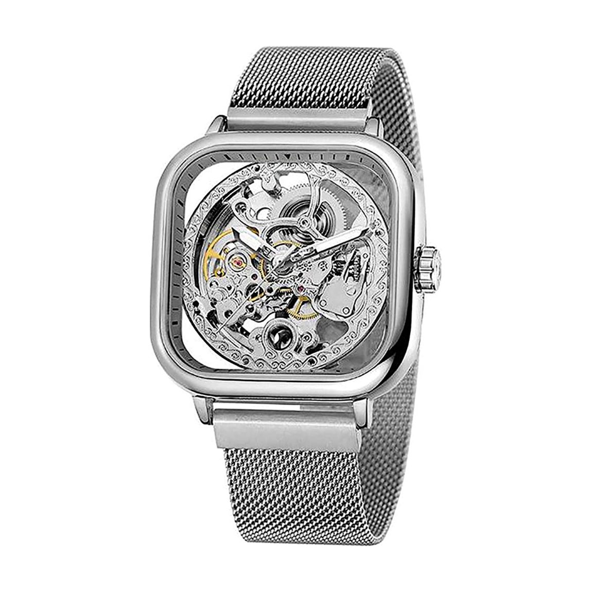 Silver Plated Skeleton Mesh Bracelet Watch main product photo