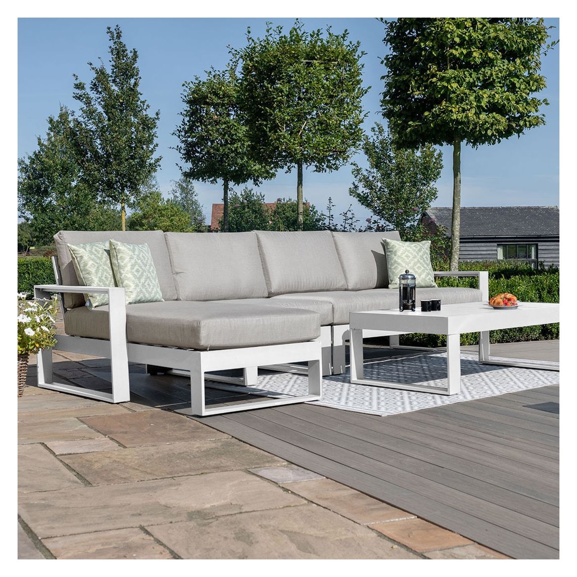 SAVE £334 - Amalfi Chaise Sofa Set / White main product photo