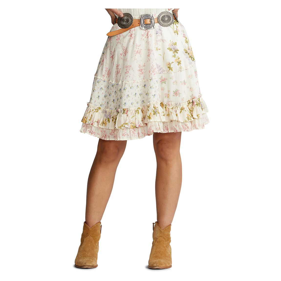 Multi Floral Print Tiered Skirt main product photo