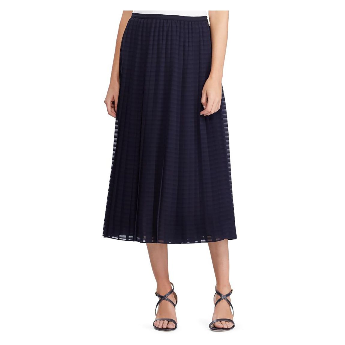 Navy Pleated A-Line Skirt main product photo