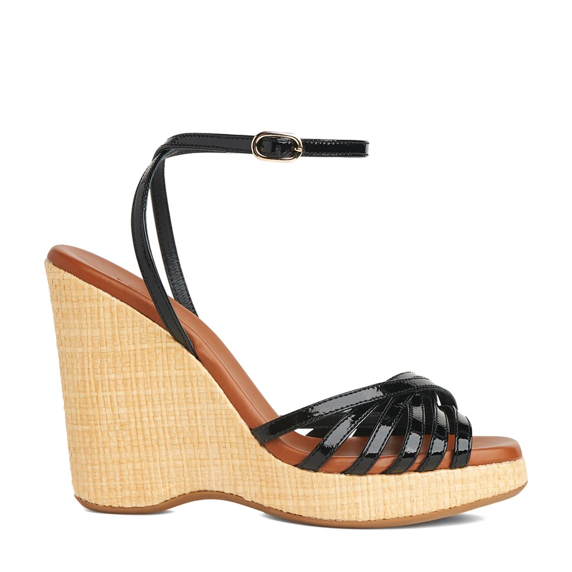 Black Patent Strappy Solange Wedges main product photo