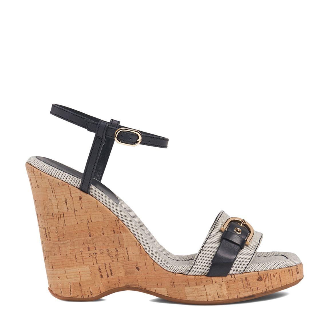 Navy Canvas Wedge Sandals main product photo