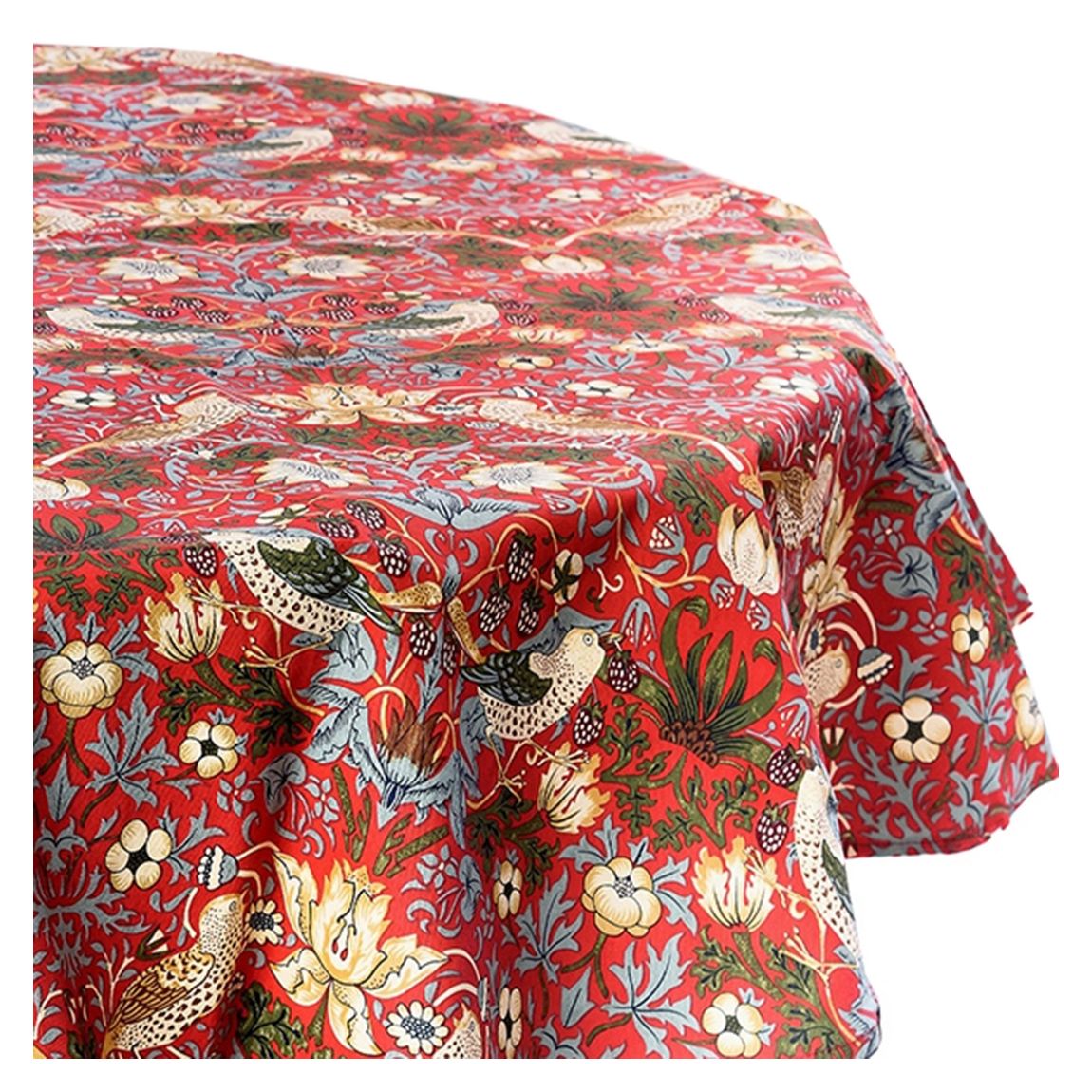 Circular Red Strawberry Thief Acrylic Tablecloth, 132cm main product photo