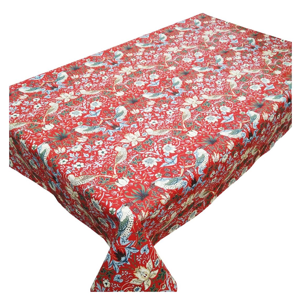 Red Strawberry Thief Square Tablecloth 132x132cm main product photo
